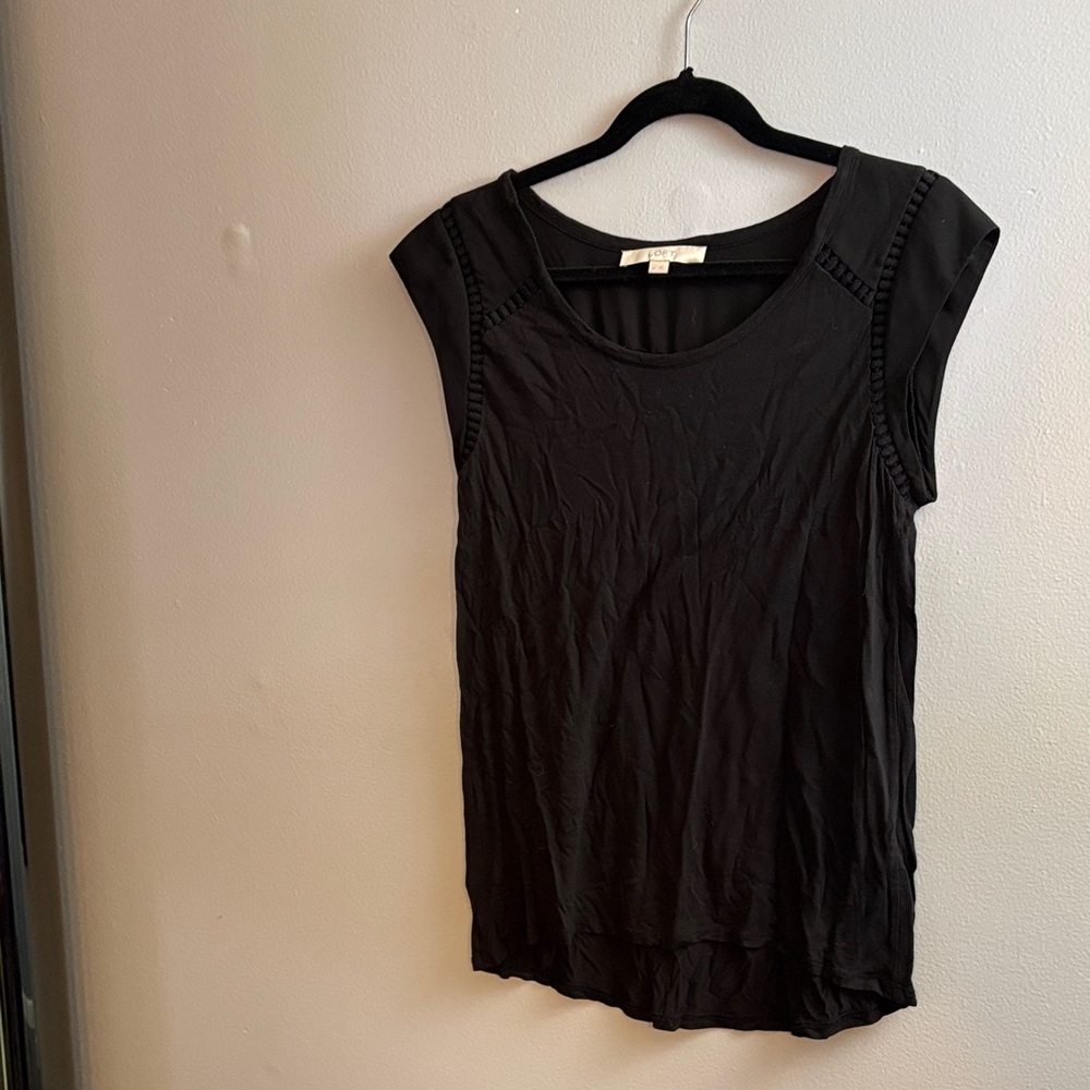 LOFT Black Cap Sleeve Blouse